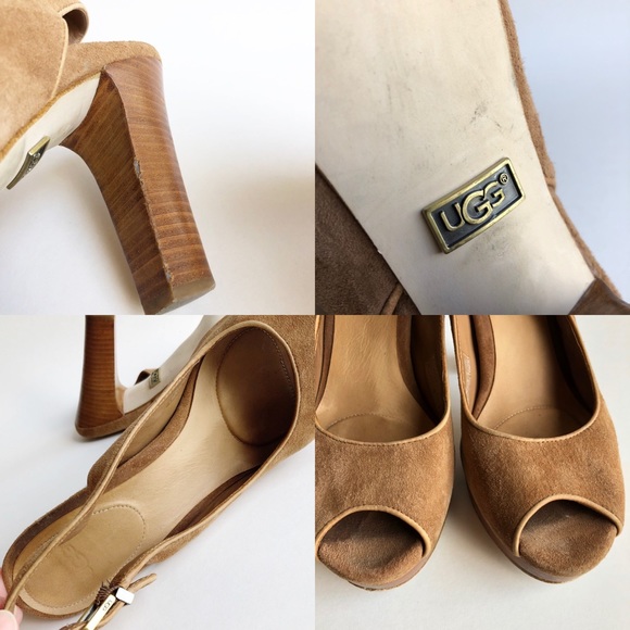 Ugg Johana Chestnut Suede Platform Pump Tan 9.5 - Picture 8 of 8